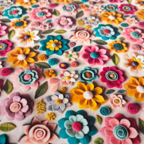 Algodón Flores Colores Efecto 3D