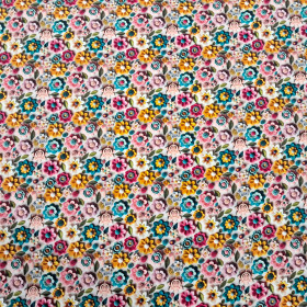 Algodón Flores Colores Efecto 3D Algodón Flores Colores Efecto 3D