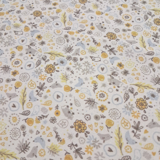 Cotton Flowers Birds Hearts fabric Cotton Flowers Birds Hearts fabric