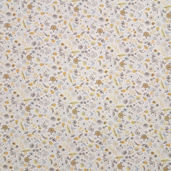 Cotton Flowers Birds Hearts fabric Cotton Flowers Birds Hearts fabric