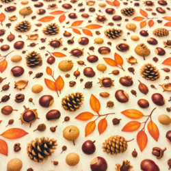 Cotton Pine cones and Autumn Chestnuts
