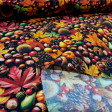 Cotton Autumn Leaves fabric Cotton poplin fabric with a dense print of autumn leaves, chestnuts and pinecones