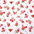 Tela Algodón Rosas Clásicas Fondo Blanco Tela de popelín 100% algodón con estampado de ramilletes de rosas rojas sobre fondo blanco.