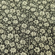 Cotton Flowers Roses Black Background fabric - Cotton poplin fabric with drawings of roses in white lines on a black background. The fabric is 140cm wide and its composition is 100% cotton.