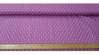 Tela Algodón Formas Geométricas Fucsia - Tela de algodón con dibujos geométricos haciendo forma de hojas en trazos blancos sobre un fondo de color rosa/fucsia. La tela mide 150cm y su composición 100% algodón.