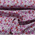 Tela Algodón Corazones Allover Rosa - Tela de algodón con dibujos de corazones pequeños de varios colores sobre un fondo de color rosa. La tela mide 150cm de ancho y su composición 100% algodón.