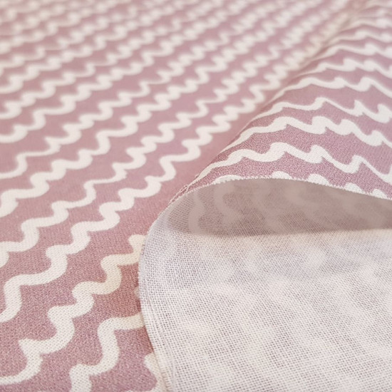 Cotton Waves Colors fabric - Poplin cotton fabric with colored waves pattern on a white background. The fabric is 150cm wide and its composition is 100% cotton.