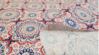 Cotton Mandalas Smile fabric - Cotton fabric with drawings of Mandalas of various colors, Smile model. The fabric is 140cm wide and its composition is 100% cotton.