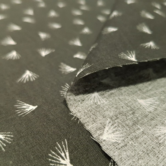 Cotton Dandelion fabric - Cotton poplin fabric with small drawings of dandelions in white lines on various backgrounds to choose from. The dandelions measure 0.8 x 1cm approx. The fabric is 150cm wide and its composition is 100% cotton.