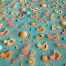 Algodón Notas Musicales Colores Efecto 3D
