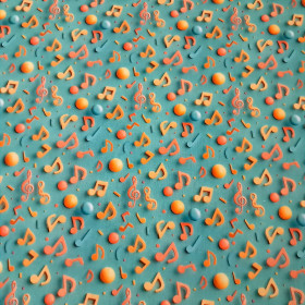 Algodón Notas Musicales Colores Efecto 3D