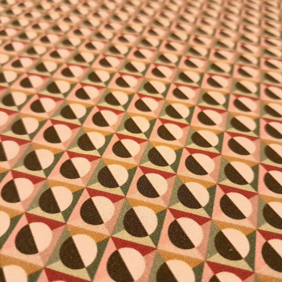 Cotton Shapes Semicircles Geometric fabric - Cotton poplin fabric with semicircle designs in a repeating geometric pattern. This fabric is ideal for combining with other fabrics in the same colors. The fabric is 150 cm wide and is made of 100% cotton.