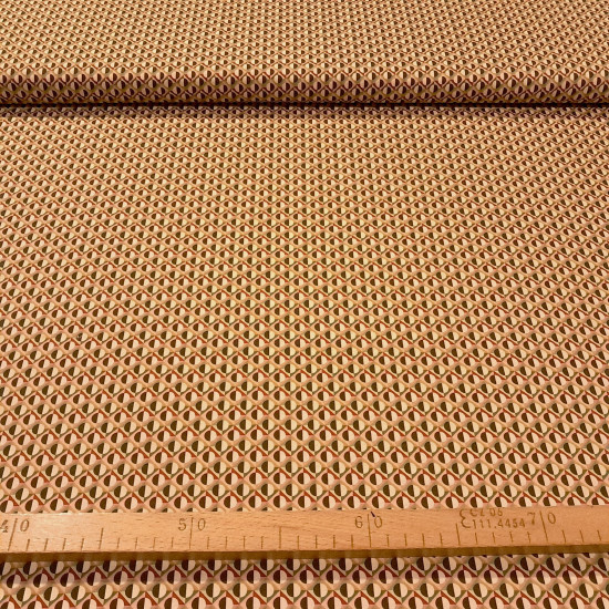 Cotton Shapes Semicircles Geometric fabric - Cotton poplin fabric with semicircle designs in a repeating geometric pattern. This fabric is ideal for combining with other fabrics in the same colors. The fabric is 150 cm wide and is made of 100% cotton.