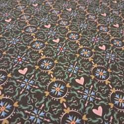 Cotton Geometric Hearts Mosaic