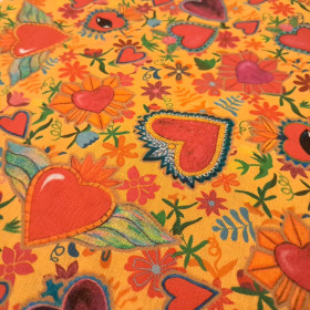 Algodón Corazones Alados Flores