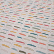 Algodón Trama Laberinto Trip - Tela de popelín algodón orgánico con dibujos de manchas de colores y líneas de puntos simulando un laberinto. La tela mide 150cm de ancho y su composición 100% algodón.