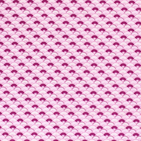 Tela Algodón Abanicos Japoneses Beige - Tela de algodón popelín con dibujos de abanicos estilo japonés en tonos de color rosa y púrpura La tela mide 140cm de ancho y su composición 100% algodón.