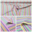 Cotton Stripes Colors fabric - Colored striped fabric in cotton, with green, pink and white colored stripes. A very cool combination of colors! The fabric is 150cm wide and its composition 100% cotton.