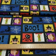 Cotton Halloween Boo Squares fabric - Cotton fabric ideal for Halloween, with drawings of cartoons typical of Halloween in squares. The fabric is 140cm wide and its composition 100% cotton.