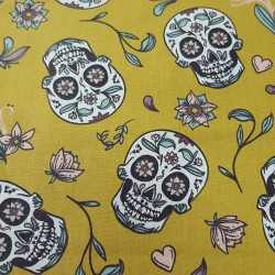 Algodón Calaveras Calacas Flores