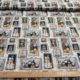 Cotton Halloween Boo Squares fabric - Cotton fabric ideal for Halloween, with drawings of cartoons typical of Halloween in squares. The fabric is 140cm wide and its composition 100% cotton.