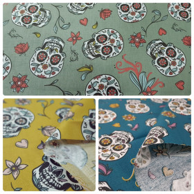 Cotton Skulls Calacas Flowers