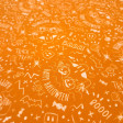 Algodón Happy Halloween Spooky - Tela de popelín algodón con dibujos de temática Halloween y también palabras como "Happy Halloween", "Booo" o "Trick or Treat" en trazos de color blanco sobre un