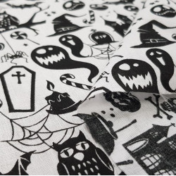 Polycotton Halloween Blanco