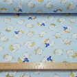 Cotton Bears Hearts Blue fabric - Children's cotton fabric with drawings of bears with colored diapers and blue hearts, on a light blue background. Ideal for making sheets and other children's accessories. The fabric is 150cm wide and its com