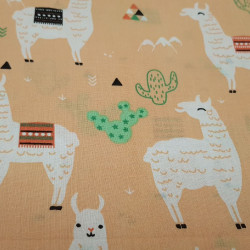 Algodón Llamas Cactus