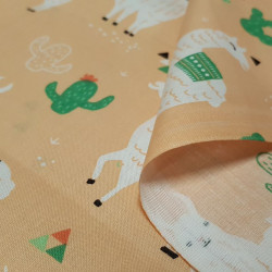 Algodón Llamas Cactus