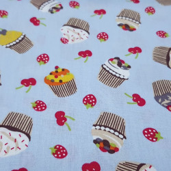 Cotton Cupcakes Fruits Blue