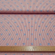 Tela Algodón Rayas Playa Rojo - Tela de algodón con rayas finitas de color rojo con dibujos de conchas de playa, peces y estrellas de mar. La tela mide 150cm de ancho y su composición 100% algodón.