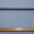 Tela Algodón Rayas Playa Azul - Tela de algodón con dibujos de temática playa sobre unas rayas finas de color azul. La tela mide 150cm de ancho y su composición 100% algodón.