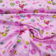 Tela Algodón Angry Birds Rosa - Tela de algodón con dibujos de los personajes del famoso videojuego Angry Birds, sobre un fondo de color rosa. La tela mide 150cm de ancho y su composición 100% algodón.