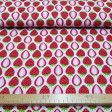 Tela Algodón Fresas Mosaico - Tela de algodón con dibujos de fresas formando un mosaico de colores rojos y blancos. La tela mide 150cm de ancho y su composición 100% algodón.