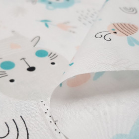 Algodón Animales del Bosque Menta Algodón Animales del Bosque Menta