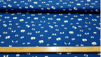Tela Algodón Ojitos Mirones Azul - Tela de algodón con dibujos de ojitos mirones sobre un fondo de color azul. La tela mide 150cm de ancho y su composición 100% algodón.
