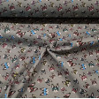 Cotton Bulldogs Glasses fabric - Cotton fabric digital printing with drawings of the faces of bulldog puppies with colored glasses on a gray background. The fabric is 140cm wide and its composition is 100% cotton.