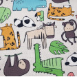 Tela Algodón Decorativo Animales - Tela de algodón decorativa tipo cretona con dibujos graciosos de animales sobre un fondo de color claro. La tela mide 140cm de ancho y su composición 100% algodón