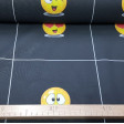 OUTLET Cotton Emoticons Checkered fabric - Cotton fabric with drawings of emoticons faces. Each painting measures approximately 19x19cm. Very fun fabric for decorations or making face masks. We can cut it in two ways: * Row of 8 squares with the same draw
