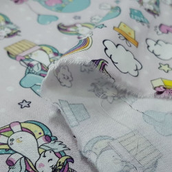 Algodón Unicornios Pelo Arcoiris