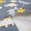 Cotton Dinosaurs Toy Gray fabric - Cotton fabric with drawings of toy dinosaurs on a gray background. The fabric is 150cm wide and its composition is 100% cotton.