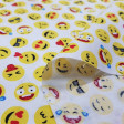 Cotton Emoticons Mini fabric - Poplin cotton fabric with drawings of faces or emoticons on a white background. The fabric is 140cm wide and its composition is 100% cotton.
