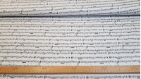 Cotton Musical Scores fabric - Cotton poplin fabric with drawings of musical scores on a white background. The fabric is 150cm wide and its composition is 100% cotton.