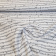 Tela Algodón Partituras Música - Tela de popelín algodón con dibujos de partituras musicales sobre fondo blanco. La tela mide 150cm de ancho y su composición 100% algodón.