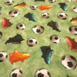 Cotton Soccer Balls 3D Effect fabric Cotton Soccer Balls 3D Effect fabric - 3D-effect cotton poplin fabric with soccer balls and multicolored sneakers on a mottled green background reminiscent of grass. The fabric is 150 cm wide and is made of 100% cotton.