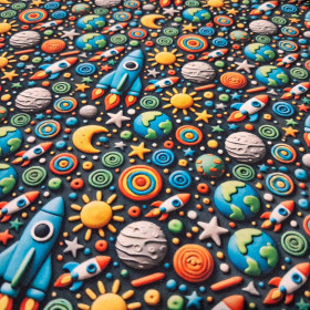 Algodón Cohetes Espacio Efecto 3D