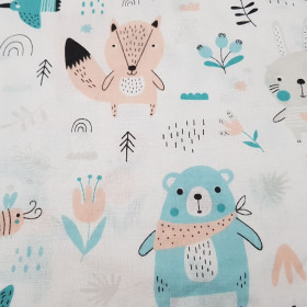 Algodón Animales del Bosque Menta Algodón Animales del Bosque Menta
