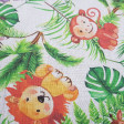 Cotton Animals Jungle White fabric - Poplin cotton fabric with children's drawings of animals in the jungle on a white background. Fabric made in Spain. The fabric is 150cm wide and its composition is 100% cotton.